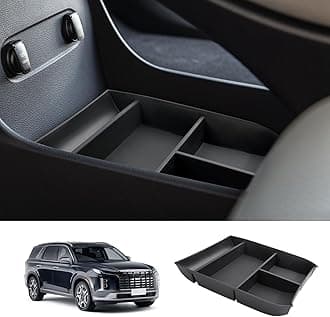 LUWU 2020-2025 Hyundai Palisade SE/SEL/XRT/Limited/Calligraphy Center Console Organizer Armrest Organizer Insert Tray with 4 Compartments, Non-Slip Mats, Black