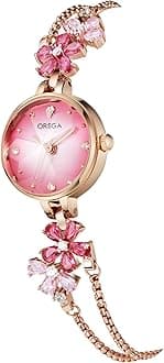 Fleur Bracelet Watch for Women Dial Flower Chain Watches Analog Ladies Latest Stylish Diamond Wrist Gift Anniversary Birthday