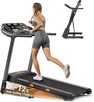 THERUN Incline Treadmill, 0-12% Incline Treadmill for Running and Walking, 300 lbs Weight Capacity, Wide Belt,3.0HP,18" LED Screen, 2 Layers Shock-Absorbing Red