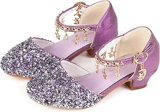 Little Kids Girls Dress Pumps Glitter Sequins Princess Low Heels Princess Dress Shoes Party Dance Shoes Rhinestone Sandals