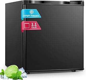 1.1 Cu.Ft Mini Freezer, Compact Countertop Freezer with Reversible Door and 7 Adjustable Temperature, Removable Wire Shelf for Home/Dorms/Apartment/Office, New Black