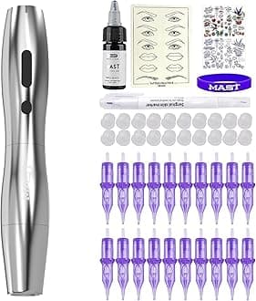 Mast Tattoo Kit P20 Wireless Tattoo Pen Machine Gun Kit, Complete Tattoo Kits for Women Beauty Practice, Portable Women's Travel Facial Groomer QP-021C