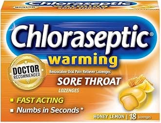 Sore Throat Lozenges, Warming with Real Honey Honey Lemon, 18 ct (Pack of 1)
