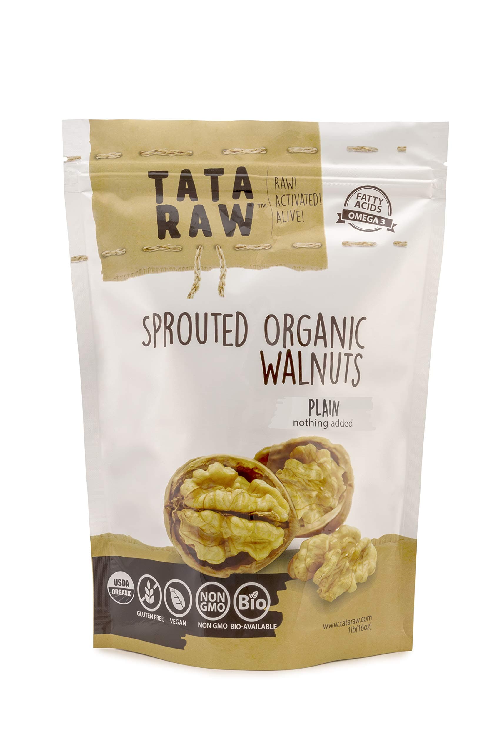 TATA RAW - Sprouted Organic Walnuts - PLAIN. Nothing Added - 10 lb