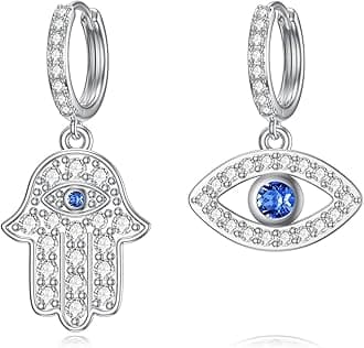 Sterling Silver Cross Clover Claddagh Cherry Heart Music Note Tree of Life Mushroom Lightning Bolt Evil Eye Skull Crystal Moonstone Sapphire Turquoise Ruby Dangle Earrings Jewellery Gifts for Women