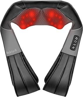 Shiatsu Neck Massager with Heat for Pain Relief Deep Tissue, 2026 Upgraded 3D Back Shoulder Kneading Massage Pillow, Mother's Day Father's Day Relaxation Gifts for Mom Dad, Black(NOT Cordless)