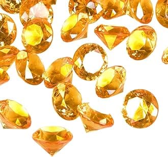 Acrylic Diamond Fake Gems Vase Filler, Babenest 240pcs 3/4 Inch Faux Diamonds Crystals Jewels for Table Scatters Wedding Party Event Arts & Crafts Birthday Decoration Favor (Orange)