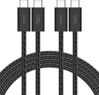 - USB C to USB C Cable 2-Pack, 6.6ft, 240W - USBC to USBC Cable, iPhone Charger Cord, Soft, Braided, Flexible for iPhone 17, Galaxy S25, Pixel 10, MacBook, Chromebook, iPad Pro, Switch - Black