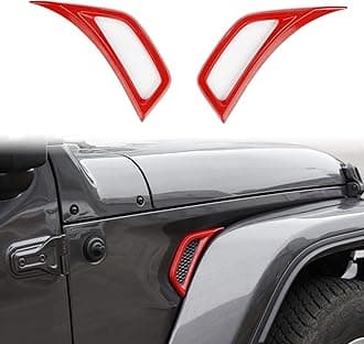 Side Air Conditioning Vent Cover Trim Fit for 2018-2026+ Jeep Wrangler JL JLU Gladiator JT 4xe, Exterior Side Fender Air Vent Decoration, ABS Red