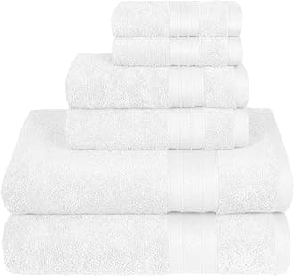 Trident Soft Comfort Air Rich Towels for Bath, 100% Cotton Towel, Super Soft, Highly Absorbent, 6 Pieces Towel Set, 500 GSM - White