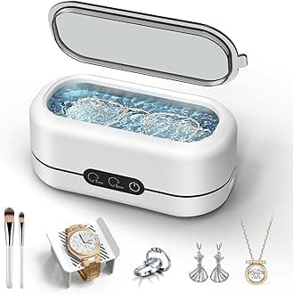 Ultrasonic Jewelry Cleaner, 48KHz Ultrasonic Cleaner Machine for Jewelry, Eyeglasses, Rings, Watch Strap, Dentures-Dual Cleaning Modes, 304 Stainless Steel Tank