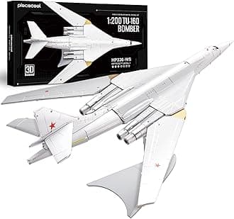 Piececool 3D Metal Puzzles for Adults, 1:200 Scale TU-160 Bomber Military Airplane Metal Model Building Kits DIY Assembly Puzzle, Best Gifts & Desk Decor