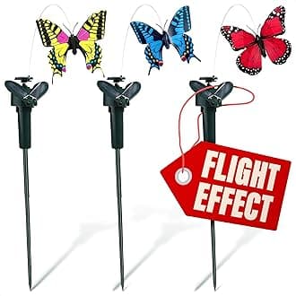 3 Pcs Fluttering Solar Butterfly Garden Stakes - Waterproof Flying Butterflies for Centerpieces with Alternative Energy Source, Easy-to-Use - Solar Garden Decorations for Yard (Battery NOT Included)