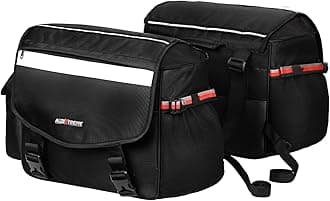 Allextreme 72L Motorcycle Saddle Bag | Heavy-Duty Waterproof Double Side Bag with Dual Locking System, Inner Liners & Rain Covers | Large Touring Saddle Bags for All Straight Exhaust Bikes (Black)