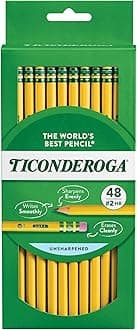 Ticonderoga Wood-Cased Pencils, Unsharpened, #2 HB Soft, Yellow, 48 Count
