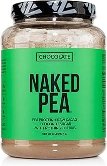 NAKED Chocolate Pea Protein Isolate from North American Farms, Only 3 Ingredients, Chocolate Vegan Protein, NSF Certified, Gluten-Free, Soy Free, GMO Free - 2LB