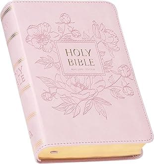 KJV Holy Bible, Compact Large Print Faux Leather Red Letter Edition - Ribbon Marker, King James Version, Pink
