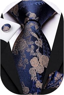 Silk Ties for Men Plaid Paisley Striped Necktie Pocket Square Cufflinks Set Formal Business