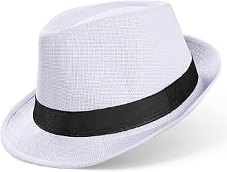 BABEYOND1920s Panama Fedora Hat Cap for Men Gatsby Hat for Men 1920s Mens Gatsby Costume Accessories (White)