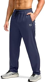 G Gradual Men's Sweatpants with Zipper Pockets Open Bottom Athletic Pants for Men Workout, Jogging, Running, Lounge