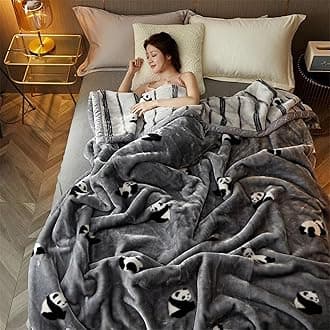 LGYKUMEG Double Layer Winter Thick Blanket For Double Bed Soft Warm Heavy Fluffy Throw Blankets,Panda Dudu,180 * 220Cm