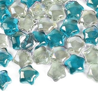 Star Glass Vase Filler Decorative Stars Shape Premium Glass Beads for Vases Gems Aquarium Pebbles Decorative Table Scatter Decor Blue Clear 1.3 LB 40 PCS