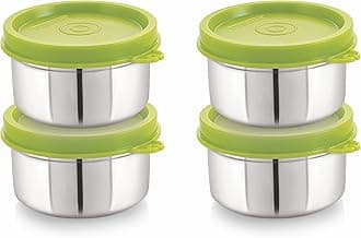 STEELLOCK Stainless Steel Airtight Container | Leak Proof Container/Storage/Lunch Box with Lid | BPA Free, Durable & Rust-Proof | SL-22-set of 4, 250ml each, Green