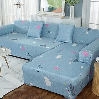 1 pcs Sectional Couch Covers, Printed L-Shaped , Stretch Couch Slipcovers for Sectional Sofa,Suitable for combined chaise longue cover (Pattern XYUN,3 seat )