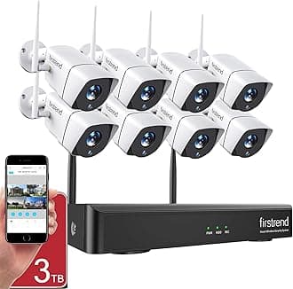 1080P Wireless Security Camera System, 8CH Wireless NVR System with 8pcs 1080P HD Security Camera and 3TB Hard Drive Pre-Installed,P2P Wireless Security System for Indoor and Outdoor Use
