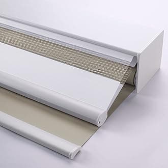 Zshine Day and Night Dual Layers Cordless Manual Roller Shades and Light Filtering Zebra Shades Suitable for Home, Office, Hotel, Club, Restaurant, Cinema Windows (Light Brown 8018-13)