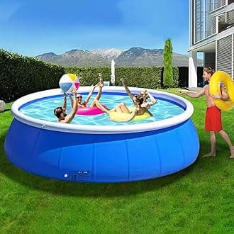 Large Inflatable Pool for Adults and Kids, Round Blow up Pools Above Ground, Oversized Thickened Inflatable Swimming Pool, Top Ring Backyard Pools for Summer Water Party, No Assembly (96 Inch)