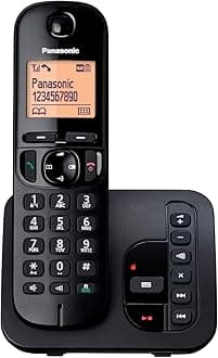 Panasonic KX-TGC220EB DECT Cordless Phone with Answering Machine, 1.6 inch Easy-to-Read Backlit Display, Nuisance Call Blocker, Hands-Free Speakerphone, ECO Mode – Black, Single Handset Pack
