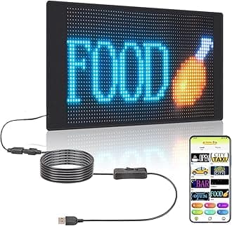 LeadledsScrolling LED Display Board, 39 x 18.7 cm Flexible Programmable LED Scrolling Board, Bluetooth App Control, Personalised LED Sign for Car, Truck, Shop, Bar, Hotel, Advertising