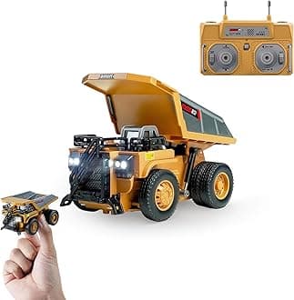 BRRRRT 1/64 RC Dump Truck,Full Proportion Mini Dump Truck Toy,8-Channel Remote Control Toy with Metal Bed & Light, RC Construction Vehicles,Type-C Built-in Battery for Boys and Girls Age 3+