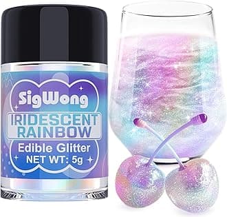 Iridescent Rainbow Edible Glitter - 5g Food Grade Cake Decorating Shimmering Glitter, Edible Sprinkle Luster Dust for Drinks, Chocolates, Fondant, Strawberries, Cupcakes, Candy, Easter Cookie - Vegan