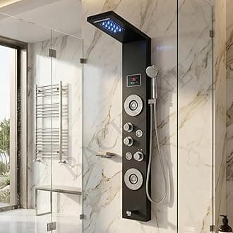 Shower Panels For Bathroom SUS 304 7 in 1 Thermostatic Shower System With Temperature Display Rainfall Shower | Hot & Cold Water Adjustable | Hand Shower | Body Mist Spray | Water Spout