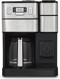 Coffee Center Grind and Brew Plus, Built-in Coffee Grinder, Coffeemaker and Single-Serve Brewer with 6oz, 8oz and 10oz Serving Size, Black/Silver, SS-GB1NAS