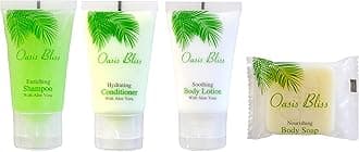Bluefire Hotel SupplyToiletries Bundle 25 Bar Soap, 25 Shampoo, 25 Conditioner, 25 Body Lotion Bulk Travel Size Guest Amenity Supplies Set -100 Pieces