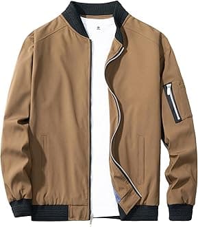 URBANFINDMen's Slim Fit Lightweight Sportswear Jacket Casual Bomber Jacket