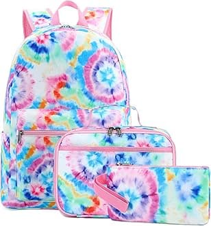 BluboonSchool Backpack for Girls Teens Bookbag Set Laptop Backpack Lunch Box with Pencil Bag, Spiral Blue