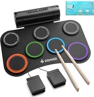 Electric Drum Set Upgrated, 7 Pads Electronic Drum Pad Roll Up Quiet Drum Pad Built-in Speaker, 40 Lessons Included, Kids Holiday Christmas & Birthday Gift Instrument Toys(DED-20R) NEW