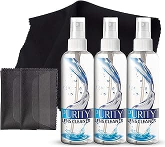 - Purity Eyeglass Lens Cleaner Spray Kit - 3 x 8oz Lens Cleaner Spray Bottle + 2 Microfiber Cloth for Cleaning - Safe for All Lenses (AR Coated Included), Eyeglasses and Screens