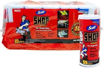 Scott Shop Towels 10-pack 55 Towels Per Roll, 11" X 10.4" Sheet Size, Absorbs Liquids, Oils and Grease