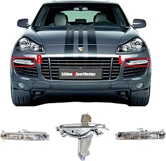 DRL Daytime Running Light Assemlby for 07-10 Porsche Cayenne 9PA1 957 Fit GTS S Turbo Sport 3.6L 4.8L 2007 2008 2009 2010 Front Turn Signal Lamp LED Pair