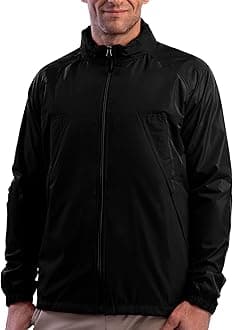 Pack Windbreaker Jacket for Men - 19 Hidden Pockets - Lightweight Water Repellent Coat for Travel & More