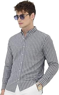 Men's Casual Printed Striped Stylish Latest Formal Shirt for Men