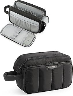 Travel Toiletry Bag for Women, Wide-open Makeup Bag Organizer, Puffy Make Up Case, Large Capacity Cosmetic Organizer for Women for Travel Essentials Toiletries Accessories Bottles(Black)