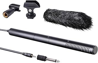 Movo VXR40 Supercardioid Broadcast Shotgun Condenser Microphone with Furry Windscreen, Boom Mount and Camera Mount