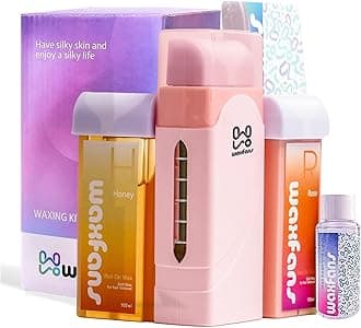 Roll On Wax kit,Waxing Kit for Sensitive Skin, Roll On Wax Warmer for Hair Removal,at Home Waxing Kit for Women men,Soft Wax Heater for Larger Areas of the Body（Rose)