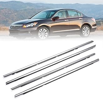 YZQPNB Weatherstrip Window Molding Trim Seal Belt Chrome Compatible with Honda Accord 2008-2012 Front Rear Left Driver & Right Passenger Side Door Exterior Window Trim # 72410-TA0-A01 72450-TA0-A01